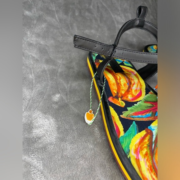 NWT Farm Rio Black Banana Beaded Flat Sandal 8 - Picture 3 of 7